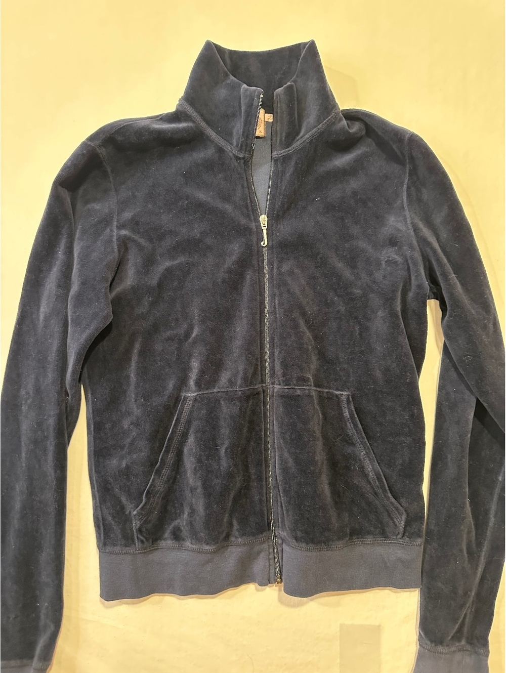 Juicy Couture Y2K Navy Velour Zip Up Jacket Track Jacket USA Made Size XL